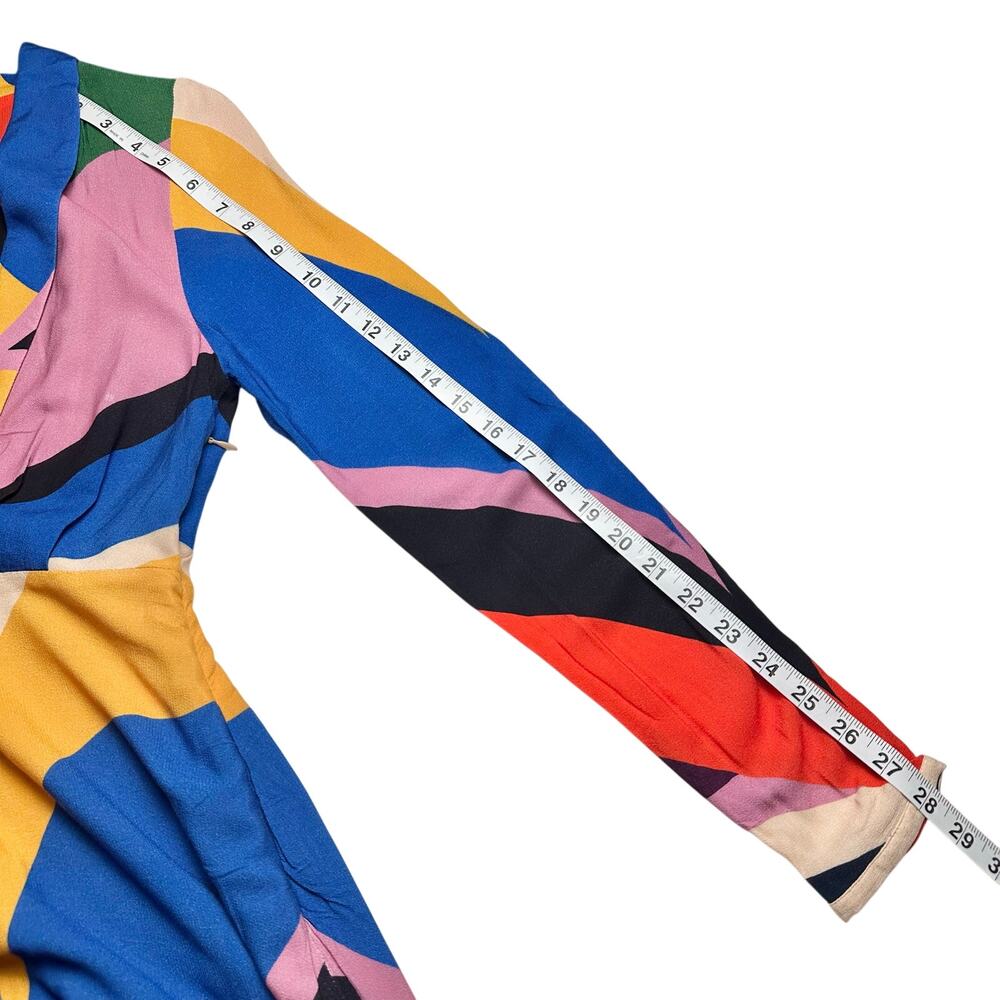 FARM Rio | Women | Multicolor Geometric Color Block Retro 60s Maxi Dress | XS - Picture 6 of 16